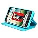 Asmyna MyJacket Wallet with Tray for LG MS323 Optimus L70 - Retail Packaging - Blue
