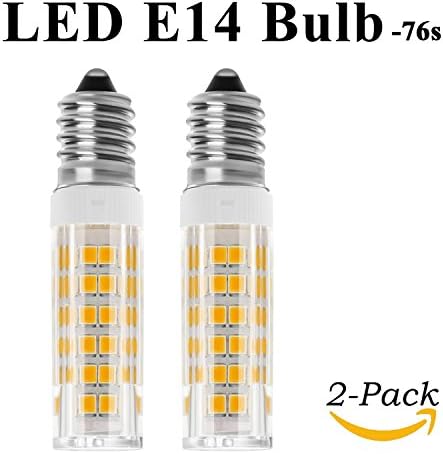 YSCS E14 Led bulb Dimmable, Warm White 3000K 5W 120V, 50W Equivalent, T3/T4 European Base Replacement Omni-directional E14 Bulb for Ceiling Fan,Chandelier,Fridge Range Hood Lighting (2-pack)
