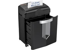 Bonsaii 12 Sheet Micro Cut Paper Shredder | 60-Minute Continuous Run Time | Home Office Heavy Duty Shredder for CD, Credit Card, Mails, Staple, Clip, Jam-Proof System | 4.2 Gal Pullout Bin