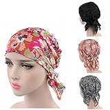 Ever Fairy Multicolor Pre Tied Head Scarf Hat Ethnic Print Turban Headwear Women Stretch Flower Muslim headscarf