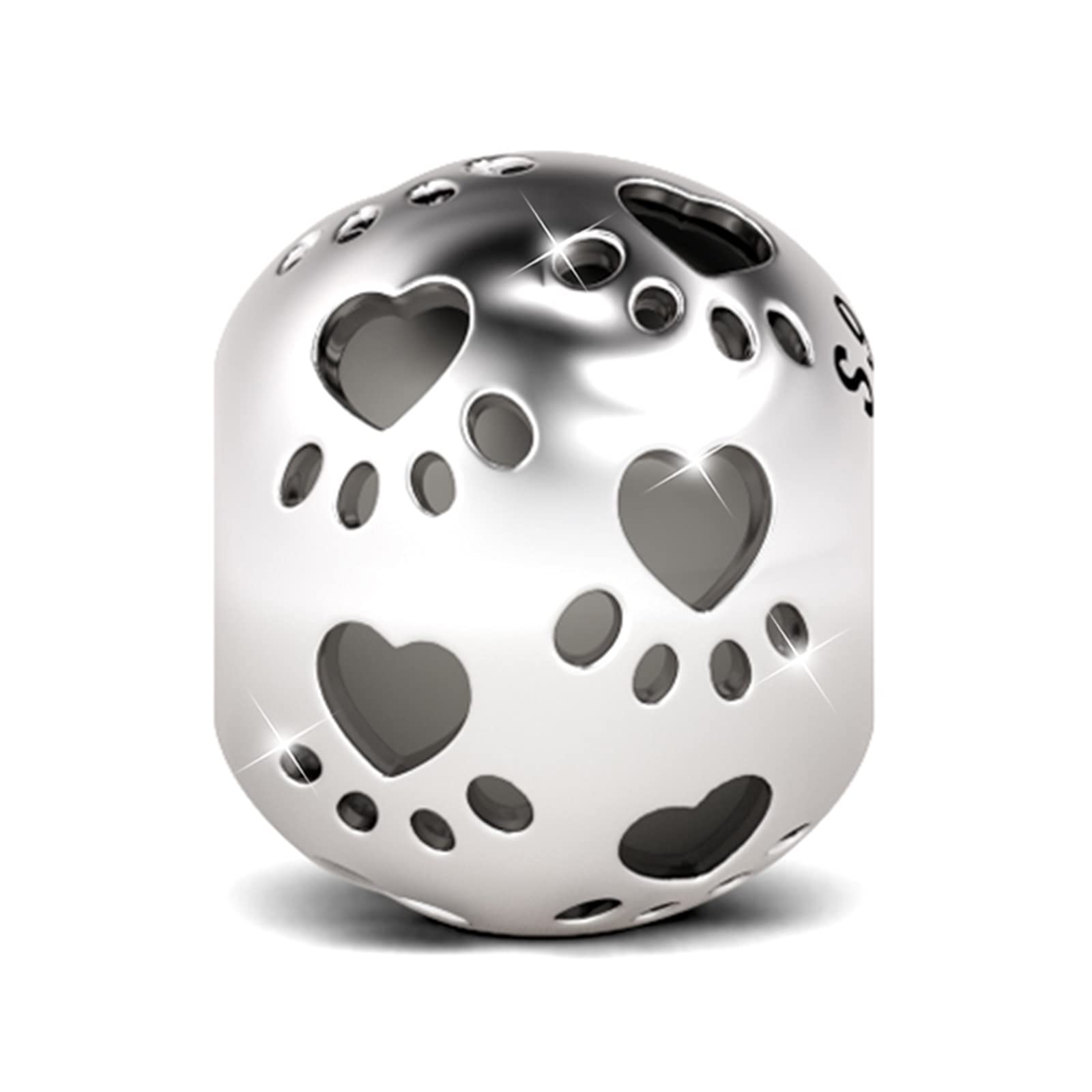 GNOCE "Pet Paw Print Charm Bead Sterling Silver Hollow Animals Paw Bead Charm Fit for Bracelet/Necklace Christmas Charm Gift for Cat Dog Lovers Animals Paw
