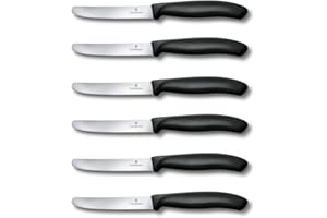 Victorinox Swiss Classic 6-Piece Steak Knife Set (4½" Blade with Round Tip, Serrated) Black
