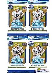 2018 Score NFL Football Lot of FOUR(4) Factory Sealed Packs with 48 Cards! Loaded with ROOKIES & INSERTS! Look for RCS & Autographs of Baker Mayfield, Sam Darnold, Saquon Barkley & Many More! WOWZZER!