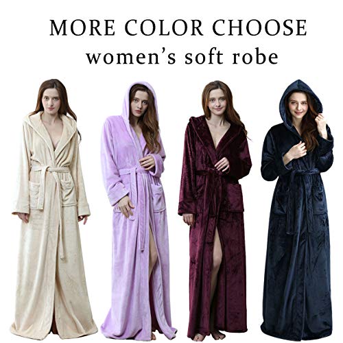Robes for Women with Hood Long Soft Warm Full Length Sleepwear