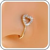 Aneneiceera Boho Crystal Heart Nose Ring Hoop Gold Cz Heart Nose Ring Stud Small Nose Studs Tiny Piercing Nose Hoop Nose Piercing Jewelry for Women and Girls