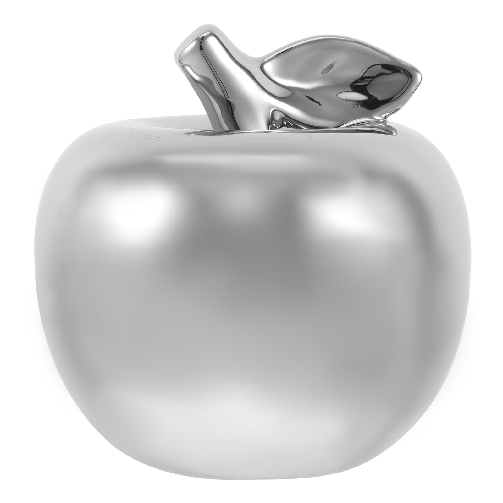 Amosfun Ceramic Apple Figurines Creative Decoration Ceramic Apple Ornament Porcelain Fruit Statue Figurine Home Decor (Silver) Christmas Decoration Table Ornament