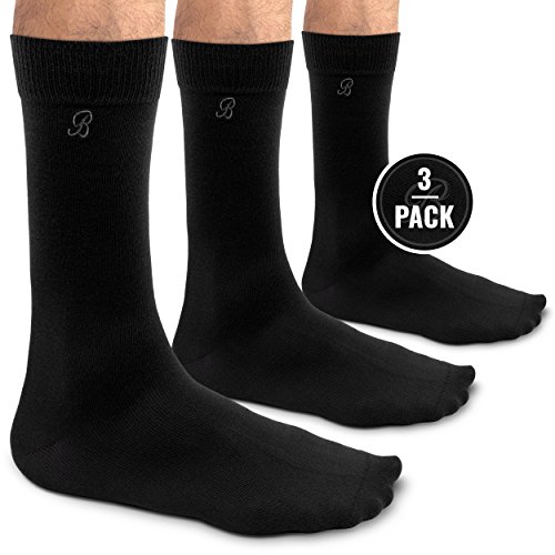Brummell Premium Men's Black Dress Socks with Anti-Slip Cuff