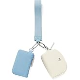 Keychain Wallet Mini Zip Around Wristlet Wallets for Women Detachable Dual Pouch Wristlet Portable Coin Purse Small Wallets