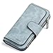 Wallet for Women PU Leather Clutch Purse Bifold Long Designer Ladies Checkbook Multi Credit Card Holder Organizer with Coin Zipper Pocket Light Blue