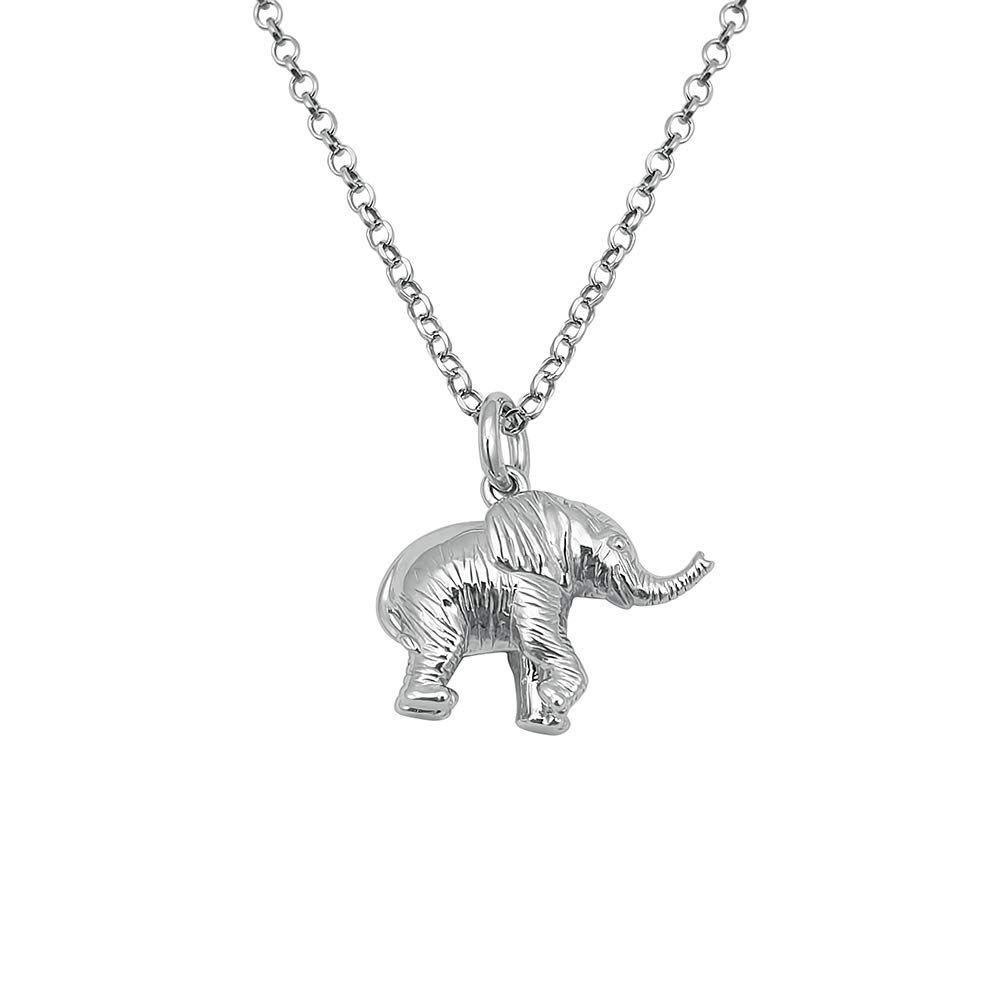 Kiara Jewellery 925 Sterling Silver Baby Elephant Pendant Necklace on 18" Italian Sterling Silver Chain.