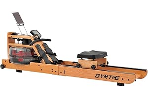 GYMTIME Water Rowing Machine for Home Use, Classic Solid Wood Rower Machine with Bluetooth Monitor for Cardio Training Whole Body Exercise Indoor Gym Fitness Sports Training Equipment