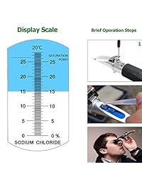 Salinidad refractómetro 0 ~ 28  para Salty de alimentos, Salinometer de medición para alimentos con compensación de temperatura automática (ATC).