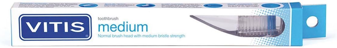 VITIS - Medium Toothbrush - Manual - Recyclable Handle - Daily use - 1 Unit of Random Colours, Assorted Colours