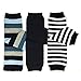 Bowbear 3 Pair Baby and Toddler Leg Warmers, Blue and Black Stripes