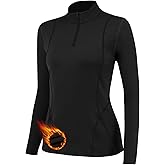 Tesuwel 1/4 Ski Base Layer Women Cold Weather Winter Fleece Thermal Underwear Top Workout Running T Shirt Sweat Wicking