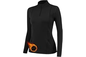Tesuwel 1/4 Ski Base Layer Women Cold Weather Winter Fleece Thermal Underwear Top Workout Running T Shirt Sweat Wicking