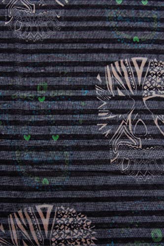 Humble Chic Sugar Skull Scarf - Long Oversized Lightweight Printed Shawl Wrap, Black, Lime Green, Blue, Ivory-White - Thumbnail 2