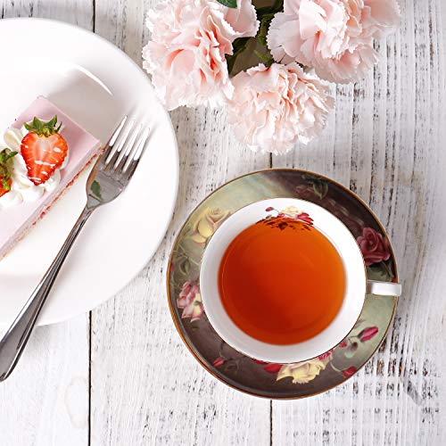 image for LIFVER Tea cup and Saucer Set, Vintage Royal Style Porcelain Coffee mu