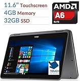 Newest Dell Inspiron 3000 2-in-1 Convertible Laptop PC/Tablet, 11.6 LED-Backlit Touchscreen, 7th Gen AMD A6-9220e 2.5GHz Processor, 4GB DDR4, 32GB SSD, Bluetooth, WiFi, MaxxAudio, Windows 10