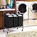 SONGMICS Rolling Laundry Cart Sorter, with 3 Removable, Casters and Brakes, 3-Bag, Black
