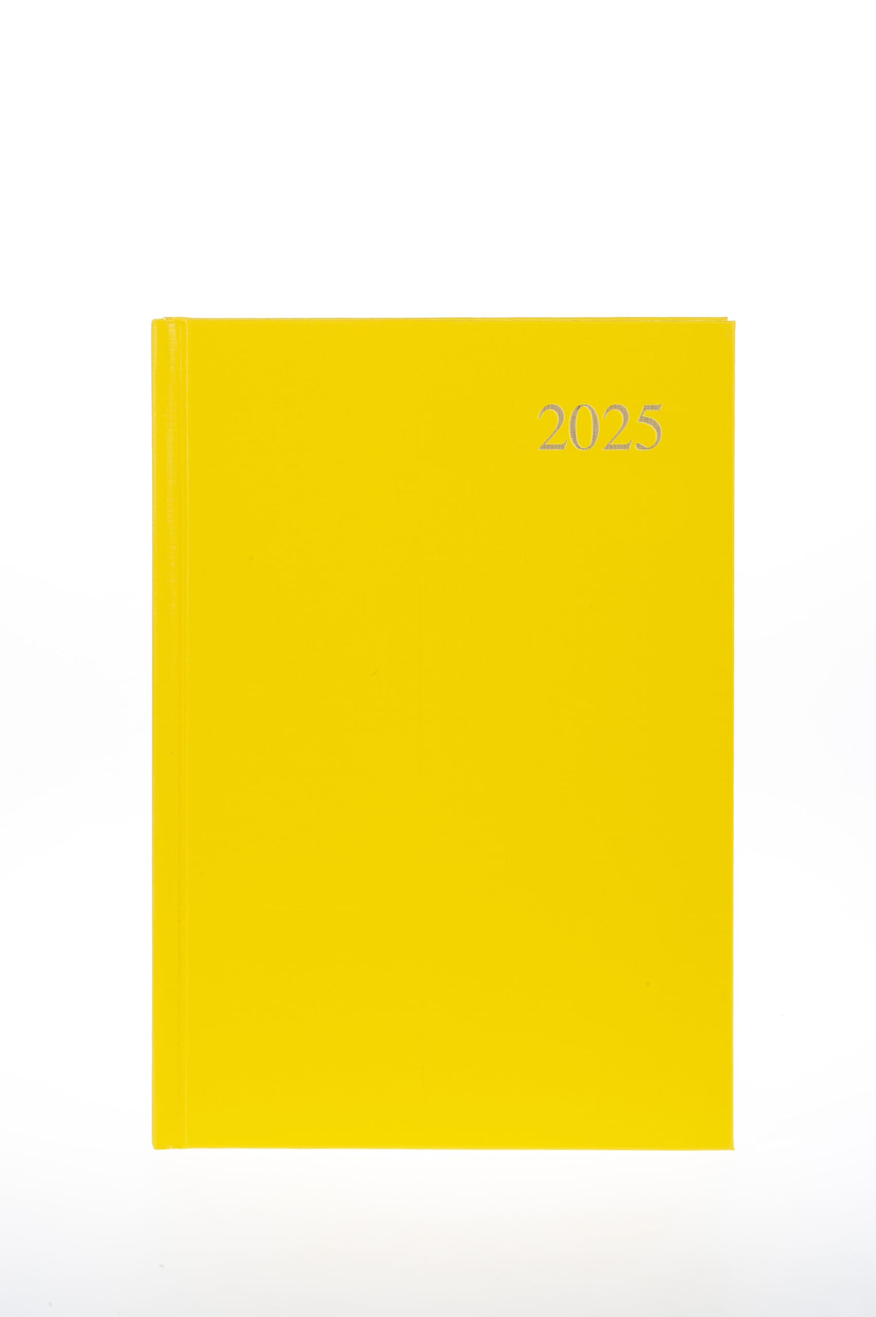 Collins Essential 2025 Business Diary - A5 Week to View Planner with Leathergrain Hardback Cover - Yellow - ESSA53.45-25