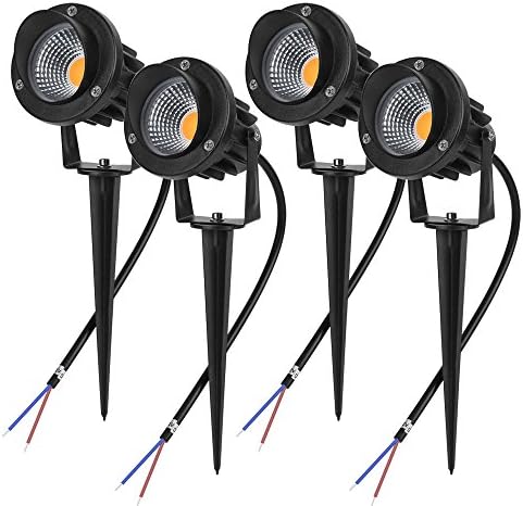 Familite 7W COB LED Landscape Path Light with Shelter, Outdoor Waterproof Decorative Spike Spotlight- AC/DC 12V, Pack of 4 (Warm White 2800-3000K)