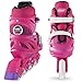 Crazy Skates Adjustable Inline Skates for Girls - Beginner Kids Roller Blades - Pink with Purple (Small/Sizes j11-1)