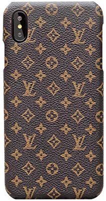 iPhone Xs Max Case Elegant Luxury PU Leather Monogram Pattern Classic Style Cover Case for Apple iPhone Xs Max (Small Logo)