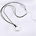 Handmade Brushed Circle Long PU Leather Rope Pendant Necklace for Women
