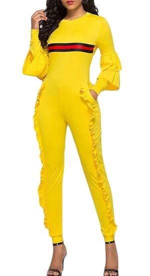 yellow bodycon jumpsuit
