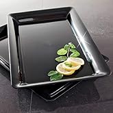 4 Rectangle Black Plastic Heavy Duty Serving Party Trays - 12" x 18" Decorative Wedding & Party Platters