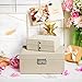 SONGMICS 2-Layer Jewelry Box, Lockable Jewelry Organizer, with Full Length Inside Mirror, Foldable Top Tray, Removable Divider, Thickened Frame, Gift for Loved Ones, Beige UJBC231BE