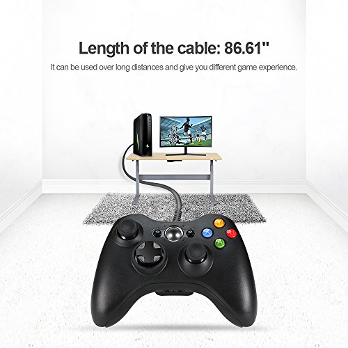 Wired PC Controller, Wetoph GD03 USB Gamepad with Headset Slot for Xbox 360 and PC(Windows XP/7/8/10) Third party product-Black
