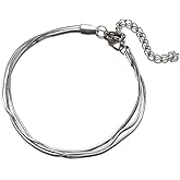 CVIWFKQ Gold Silver Bracelets for Women Adjustable Layered Stainless Steel Snake Bracelet Minimalist Summer Trendy Jewelry Gift (Silver)