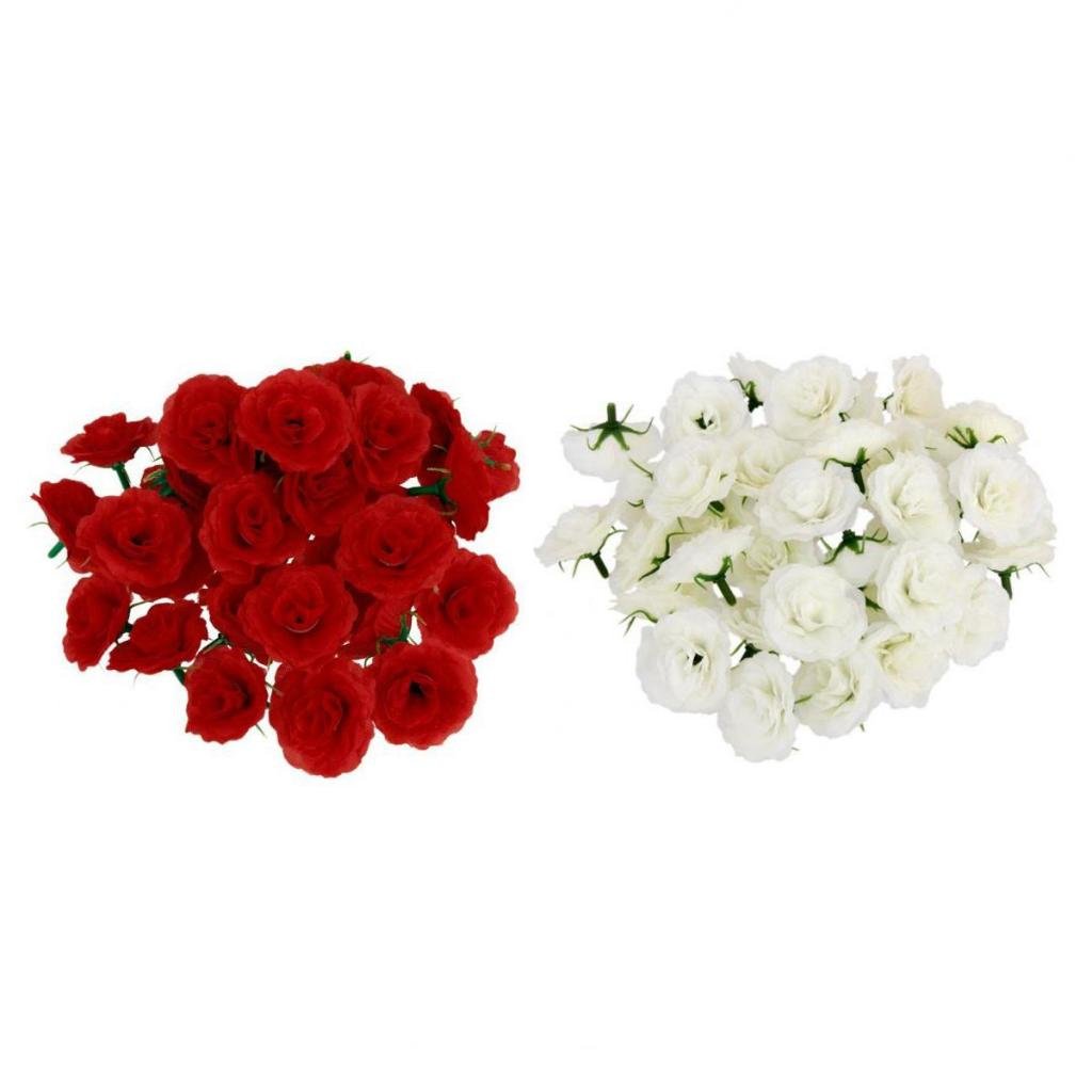 Sharplace White Red Rose Heads Silk Flower Wedding Reception Table