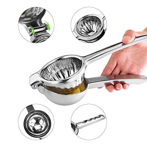 Large Lemon Squeezer Bowl,Lime Hand Manual Juicer 304 Stainless Steel With Premium Quality,Heavy Duty Solid Metal Handheld Lime Lemon Squeezer, Manual Citrus Press Juicer