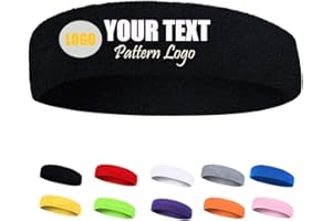 2PCS Custom Sweatbands for Sports-Personalized AbsorbentHeadband Logo/Picture/Number, Tennis,Basketball,Yoga, Gym- Cotton & S