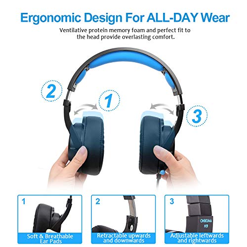 WILLNORN for Xbox One Headset PS4 Headset with Mic, Gaming Headset for Xbox One,Playstation 4,PC,PS3 Noise Cancelling Over Ear Headphones with Microphone, LED Light, Soft Memory Earmuffs