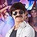 ALLAURA Compatible with Sonny Bono Wig – 60s 70s Men’s Short Brown Wig + Mustache for Hippie, Singer, TV Star, Cop, Detective Costumes – Liberty Duo, Limu & Doug, Uncle Rico, Retro Halloween Outfit