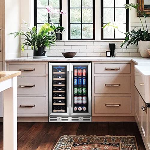 Kalamera Wine and Beverage Refrigerator, 24 inch Wine Fridge Dual Zone