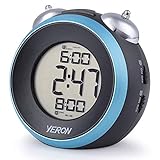 YERON Loud Alarm Clock for Heavy Sleepers, Small Alarm Clock with Snooze Function and Backlight, Dual Alarm Clock Set Up Different Time for Weekday and Weekend, Battery Operated Twin Bell Alarm Clock.