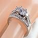 LOVERSRING Couple Ring Bridal Set His Hers White Gold Plated CZ Stainless Steel Wedding Ring Band Set