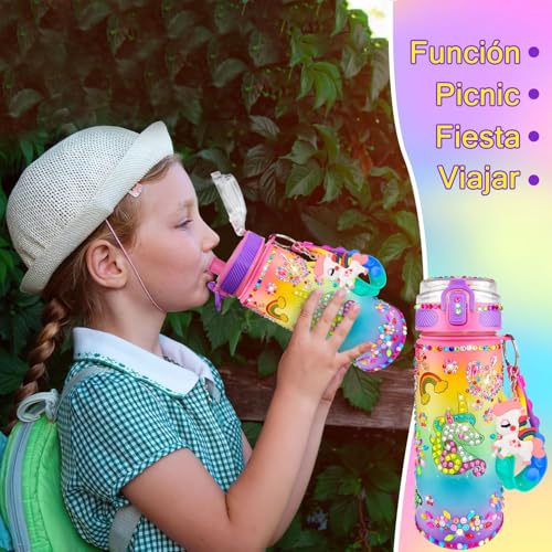 Kit de Manualidades para Niñas Juguetes para Niñas 4-12 Años, Regalo Niña el Día del Niño, Diamond Painting para Niños de Botella Agua DIY, Regalos para Niña Cumpleaños de 5 6 7 8 9 10 11 12 Años