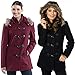 Alpine Swiss Duffy Women's Wool Coat Fur Trim Hooded Parka Jacket