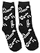 Women's Black White Music Notes, Piano Keys, Instruments Crew Socks, (3Pr) Size: 9-11