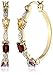 Amazon Collection 18k Yellow Gold Plated Sterling Silver Genuine Multi Gemstone and Diamond Accent Hoop Earrings