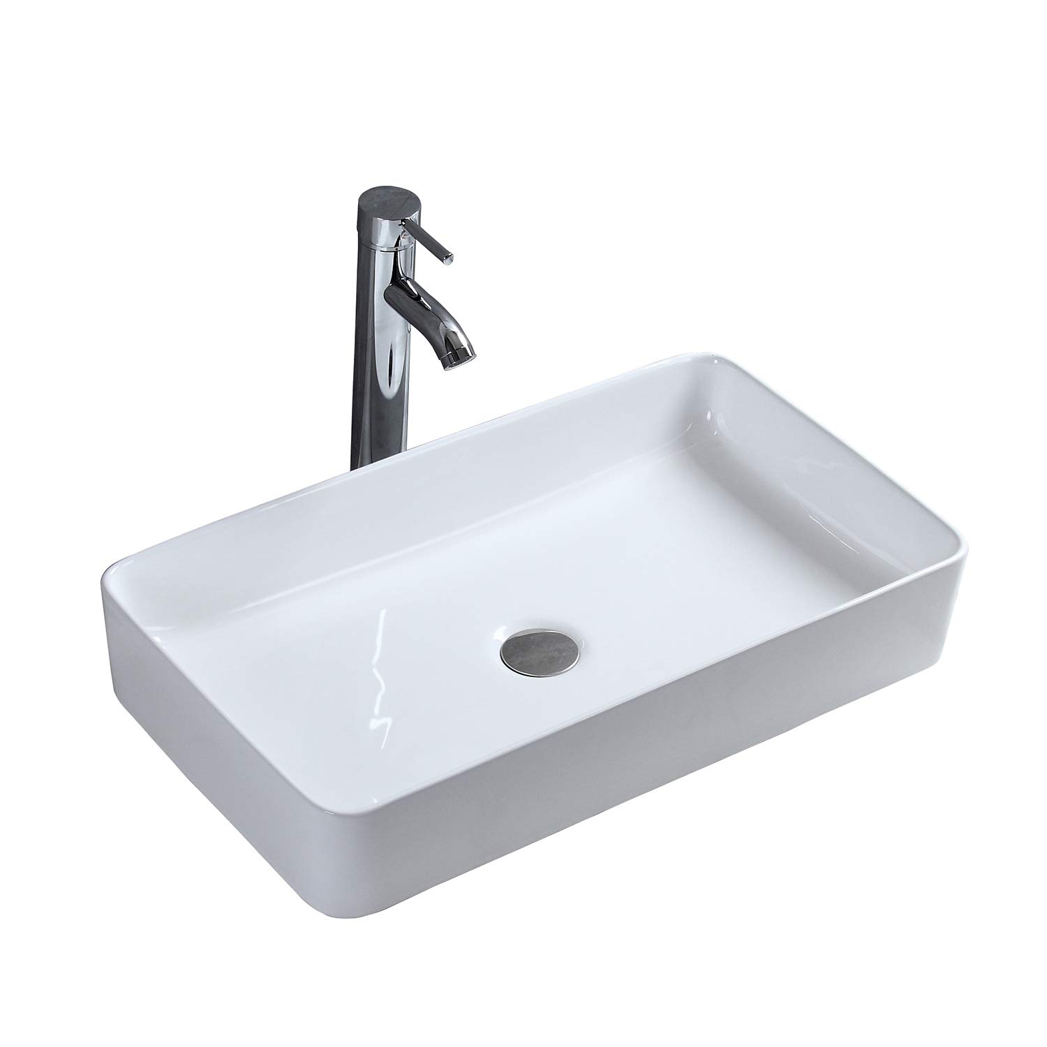 Counter Top Mounted Sinks, High Temperature Calcination Ceramic Handmade Rectangle Freestanding Wash Basin Mordern Design for Contemporary Life, Perfect for Cloakroom Bathroom Office Apartment Toilet