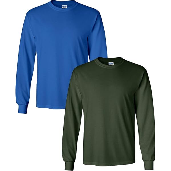 Gildan Men's Ultra Cotton Long Sleeve T-Shirt – Style G2400, Carolina Blue, Size Large - View #4