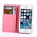 Yakamoz Lovely Cute Pink Bow Bowkot Glove Leather Flip Wallet Stand Case with Card Slots for Apple iPhone 5 5S with Free Screen Protector & Stylus Pen