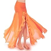 ROYAL SMEELA Women's Skirt Belly Dance Costume for Women Dancing Dress High Split Beach Ruffle Bellydance Skirts Red